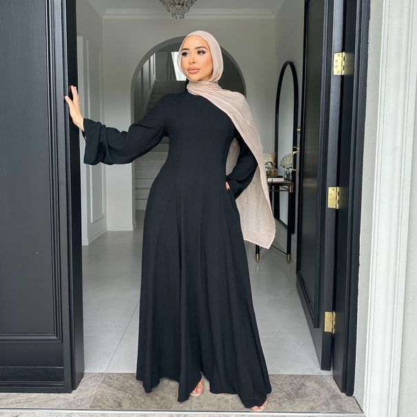 Middle Eastern Muslim Clothing Turkish Ethnic Style Women's Long Robe Dress_ecoleips.com