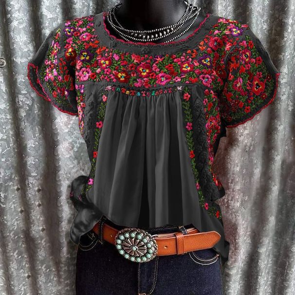Women's Clothing Summer Women's Round Neck Fashion Printed Loose Short Sleeve T Shirt_ecoleips.com