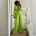 Women's Clothing Collar Tie Top Cardigan Elegant Solid Color Suit Set With Belted Blazer & Wide-Leg Pants | Women's Autumn Winter Office Casual Outfit_ecoleips.com