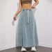 Women's Elastic Waist Drawstring Full Skirt Denim Skirt Design Oriented Source_ecoleips.com