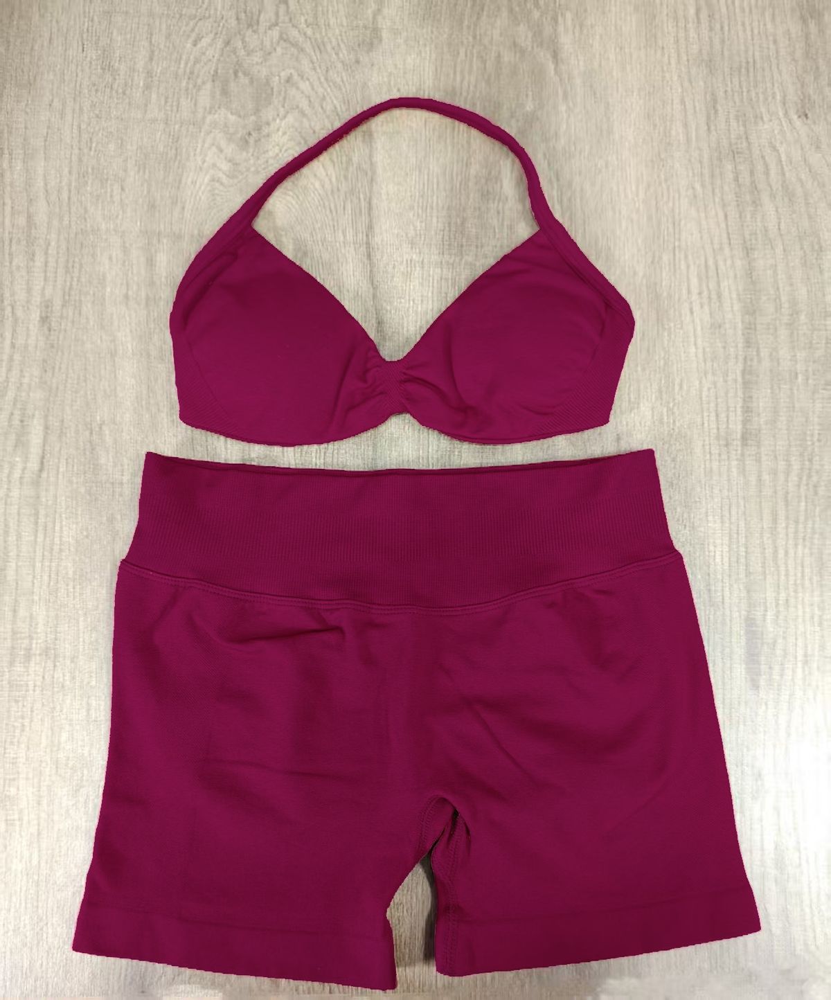 Women's Clothing High Elastic Ultra Fine Matte Nylon Sports Vest Set Halter Neck Bra And Shorts Active Outfit_ecoleips.com