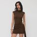 Europe, America 2026 Spring New Knitted Texture Pattern Solid Color Slim And Thin Metal Buckle Dress_ecoleips.com