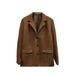 Women's Blazer Coat - Vintage Loose Fit Long Sleeve Jacket With Pockets, Elegant Casual Office Wear_ecoleips.com