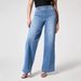 Women's Clothing Wide Leg Mid Waist High Elastic Waist Washed Jeans_ecoleips.com