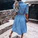 New European And American Style Slim Fit Denim Dress 2024 Independent Station Lapel Button Temperament Women's Clothing NK323_ecoleips.com