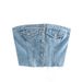 Aria Basics Aria Basics In-stock 2025 European And American Cross-border Foreign Trade Women's Clothing, Ruched Slim-fit Fashionable Denim Top_ecoleips.com