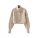 Women's Clothing new high neck sweater for women new lazy style loose slim short knitted jacket for women autumn_ecoleips.com