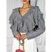 A Chic, Casual, And Versatile French-Inspired V-Neck Blouse With Ruffled Hem And Backless Design, Perfect For Spring And_ecoleips.com