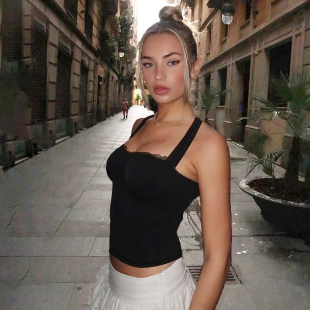 Hot Selling Women's Fashion 2025 Spring Summer New Sexy Backless Tie Lace Crop Top Vest For Women_ecoleips.com