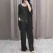Breathable Printed V-Neck Lounge Set – Lightweight Polyester Palazzo Pants & Oversized Top For Summer Comfort_ecoleips.com