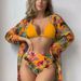 Women's Clothing Printed Bikini Swimsuit Women's Three Piece Suit_ecoleips.com