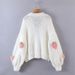 Aria Basics Aria Basics European American Style Lantern Sleeve Knitted Cardigan For Women, 2024 Autumn And Winter, Loose Design, Cute Strawberry_ecoleips.com