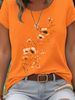Purple Floral Branch Women's Tee - Delicate Watercolor Flower Graphic, Casual Light Purple Top_ecoleips.com