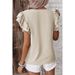 2026 Summer New Design Petal Sleeve Pullover Women's Fashion Commuter Versatile Crew Neck Short Sleeve T-Shirt_ecoleips.com