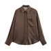 Elegant Satin Stripe Women's Shirt & Pants Set - Comfortable Polyester Office Wear, Spring Collection (XS/S/M/L)_ecoleips.com