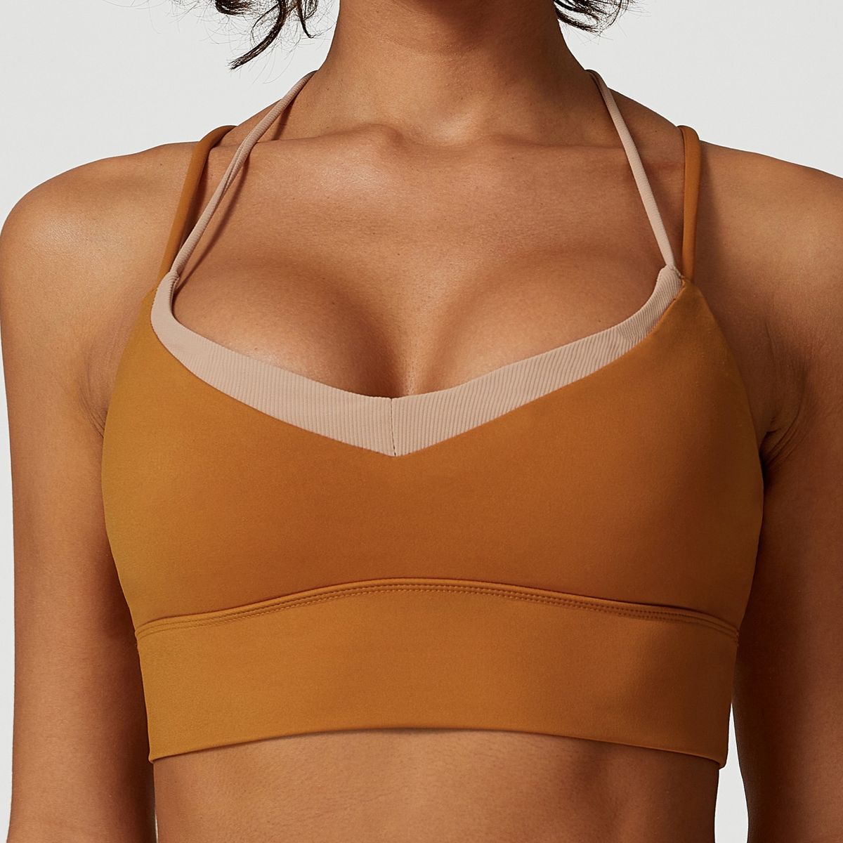 Women's Clothing Summer Color Matching Cross Beautiful Back Sports Bra High Waist Slim Yoga Pants Sweat Absorbent Breathable Fitness Clothes_ecoleips.com
