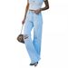Women's Light Wash Distressed Denim Jeans - High Waisted Casual Ripped Jeans, Comfortable & Trendy For Everyday Wear_ecoleips.com