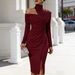 2026 European And American Cross-Border Spring New Product Solid Color Elegant Casual Off-Shoulder Slit Women's_ecoleips.com