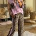 Women's Loose Leopard Print Patchwork Top Plus Leopard Print Trousers Suit_ecoleips.com