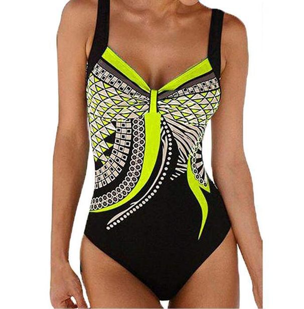 Women's Retro Print Halter Neck One Piece Swimsuit Style Backless Triangle Relaxed Everyday Wear Versatile Comfortable Feshion Trend_ecoleips.com