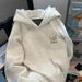 Men's Trendy High Street Style Printed Hooded Sweatshirt Fleece Lined Thick Loose Retro Oversized Top for Women Autumn Winter_ecoleips.com