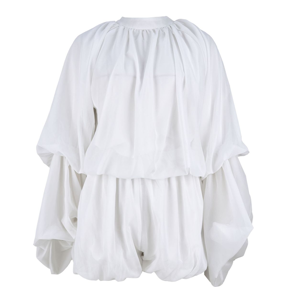 K European And American Women's Casual Solid Color Ruffle Shorts Fashionable Women's Round Neck Lantern Sleeves Solid Color Two-piece Set_ecoleips.com