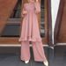 Verve Muslim Commuter Daily Casual Ruffle Solid Color Patchwork Elegant Home Fashion Suit Pants For Women_ecoleips.com