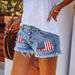 2025 European And American Trendy Buttoned Printed Patchwork Denim Shorts For Women, Cross-Border Foreign Trade, Ripped_ecoleips.com