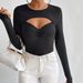 Voya Women's 2026 Autumn/winter New Sexy Hollow Out Slim Fit Long Sleeved T-shirt, Knitted Sweater, Threaded Top_ecoleips.com