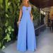 Women's Clothing New Women's Sleeveless Solid Color Casual Loose Striped Wide Leg Jumpsuit_ecoleips.com