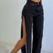 Women's Clothing Street Fashions Sexy Leg Pants High Waist Split Y2K Wide Leg Denim Pants_ecoleips.com