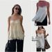 Women's European American Style Camisole Tank Top with Lace Trim See through Vest Sexy Comfortable Summer Polyester Slit Design_ecoleips.com
