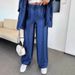 Women's Clothing Loose Straight Leg Pants With Drawstring Elastic Waist Solid Color Casual Trousers – Black, Pink, Light Green, Navy, Sky Blue, Silver_ecoleips.com