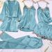 Women's Clothing pajamas five piece set Sexy lingerie Sexy pajamas Nightdress Ladies home clothes Simulation silk pajamas_ecoleips.com