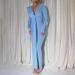 Fashion Women Deep V Neck Long Sleeve Dress Sexy Elegant Slimming Bodycon High Split Long Maxi Dress For Party Night Out_ecoleips.com