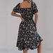 Women's Summer 2025 Fashionable And Elegant New Printed Short-Sleeve Waist-Cinching Ruffled Floral High-End Dress_ecoleips.com