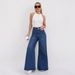 25 Cross-border Smx Jeans, Loose Wide-leg, Popular Floor-length Flared Pants, High-waisted Trendy Slimming Dark Blue_ecoleips.com