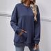 Women's Casual Loose Crew Neck Pocket Sweatshirt_ecoleips.com