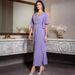 Ba3072-1 Lilac Purple Bell-Sleeve Hand-Stitched Rhinestone Side Women's Dress_ecoleips.com