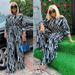 K European And American Plus Size Women's Striped Printed Slanted Long Sleeves, Loose Shoulder Casual Suit, Extra Large Size_ecoleips.com