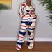 Women's Clothing Irregular Printed Long-Sleeved Shirt Two-Piece Set_ecoleips.com