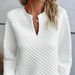 2026 Autumn And Winter New Women's Solid Color Casual Notch Neck V-shaped Long-sleeved Sweatshirt_ecoleips.com