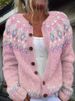 New European And American Style For Women Wish Hot Sale Cardigan Color Block Loose Fashion Knitted Sweater_ecoleips.com