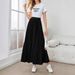 Elegant A-Line Skirt For Women, High Waist Flared Pleated Midi Skirt With Flowy Hem, Polyester Blend Skirt For Daily Wear And Office_ecoleips.com