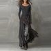 High-Waisted A-Line Long Sleeve Dress - Leopard Print Polyester Maxi Dress For Women_ecoleips.com