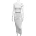 2025 Women's Autumn Winter Sexy Asymmetric Shoulder Fashion Hot Girl Solid Color Ruched Sleeveless Bodycon Set_ecoleips.com