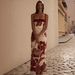 Elegant Floral Print Bodycon Skirt French Red Patchwork Suspender Dress Style Summer Fashion For Women_ecoleips.com