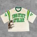 Women's Y2K Street Style Color Block Letter Print Loose Pullover T-Shirt Hip Hop Casual Short Sleeve Top Summer New_ecoleips.com