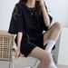 Women's Casual 2-Piece Outfit, Short Sleeve T-Shirt & Drawstring Shorts Set_ecoleips.com