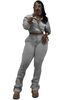 Women's Stylish Half-Zip Cropped Fleece Hoodie With Flared Pants Lounge Two-Piece Set_ecoleips.com